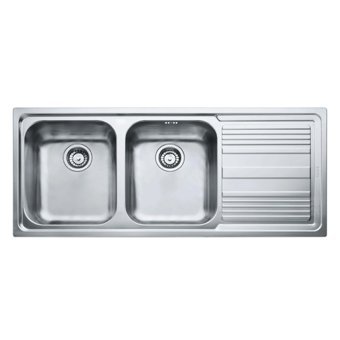 Franke Logica Line LLX 621-116 500 mm Damlalıklı Tezgah Üstü Çift Gözlü Dikdörtgen Sağ Paslanmaz Çelik Eviye Gri