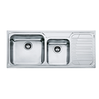 Franke Galassia Gax 621 500 mm Damlalıklı Tezgah Üstü 1.5 Gözlü Dikdörtgen Sağ Paslanmaz Çelik Eviye Gri