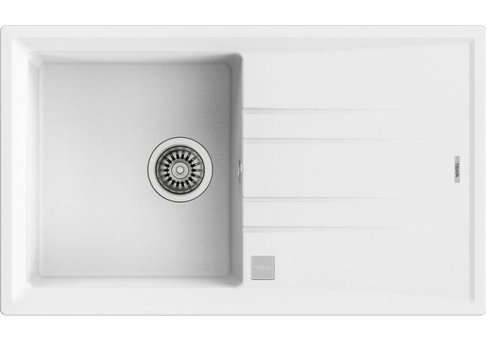 Teka Stone 50 B-TG 510 mm Damlalıklı Tezgah Üstü Tek Gözlü Dikdörtgen Sağ Granit Eviye Beyaz