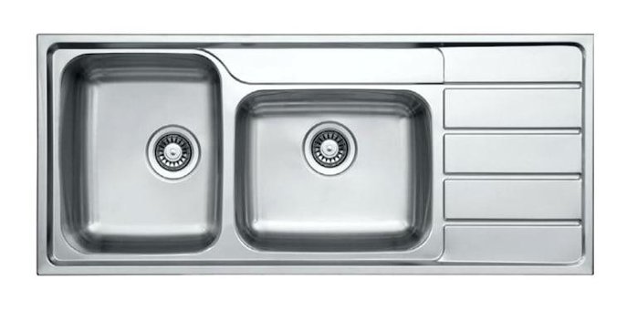 Ukinox Hypnos 116 500 mm Damlalıklı Tezgah Üstü Çift Gözlü Dikdörtgen Sağ Paslanmaz Çelik Eviye Gri