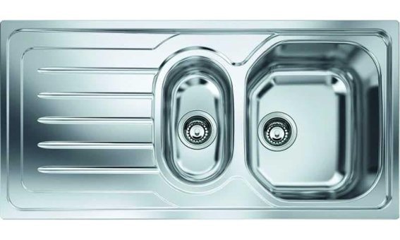 Franke OLL 651 500 mm Damlalıklı Tezgah Üstü 1.5 Gözlü Dikdörtgen Sol Paslanmaz Çelik Eviye Gri
