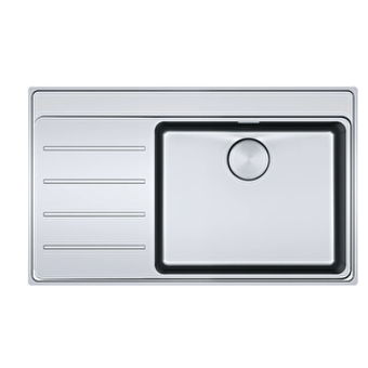 Franke Mythos Myx 211-86 520 mm Damlalıklı Tezgah Üstü Tek Gözlü Dikdörtgen Sol Paslanmaz Çelik Eviye Gri