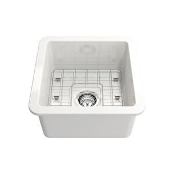 Bocchi Sotto 455 mm Damlalıksız Tezgah Altı Tek Gözlü Kare Orta Seramik Eviye Beyaz