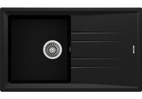 Teka Stone 50 B-TG 510 mm Damlalıklı Tezgah Üstü Tek Gözlü Dikdörtgen Sağ Granit Eviye Siyah