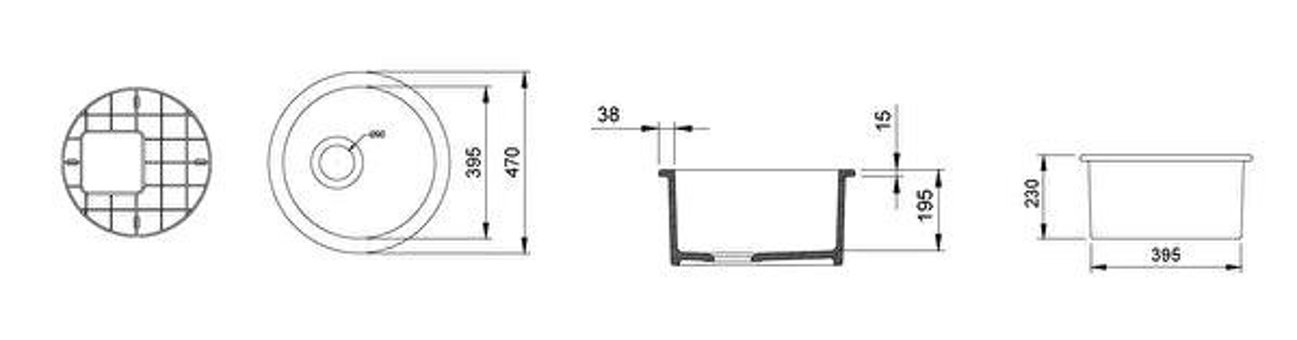 Bocchi Sotto 470 mm Damlalıksız Tezgah Altı Tek Gözlü Yuvarlak Orta Seramik Eviye Beyaz