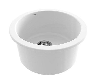 Bocchi Sotto 470 mm Damlalıksız Tezgah Altı Tek Gözlü Yuvarlak Orta Seramik Eviye Beyaz