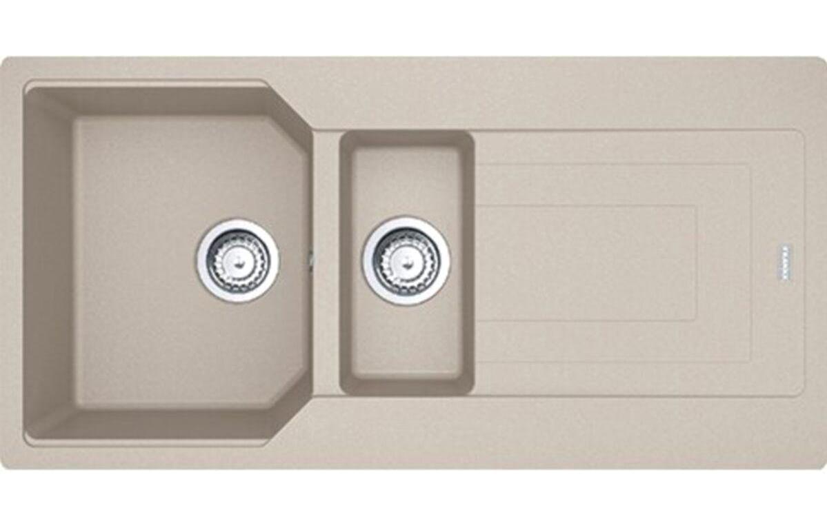 Franke Urban UBG 651-100 Sahara 500 mm Damlalıklı Tezgah Üstü 1.5 Gözlü Dikdörtgen Sağ Granit Eviye Bej