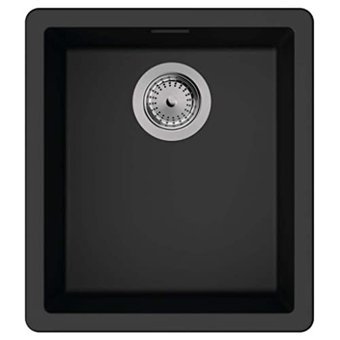 Hansgrohe S520-F350 456 mm Damlalıksız Tezgah Altı Tek Gözlü Kare Orta Granit Eviye Siyah