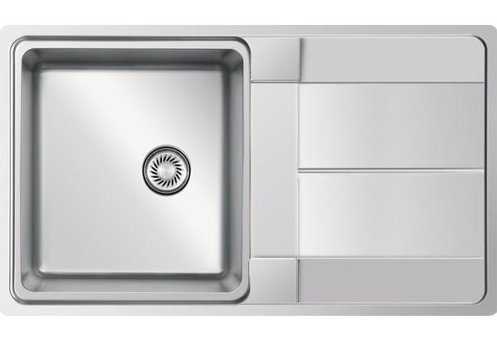 Ukinox Likya 86 Polısajlı 504 mm Damlalıklı Tezgah Üstü Tek Gözlü Dikdörtgen Sağ Paslanmaz Çelik Eviye Gri