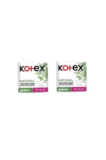 Kotex Natural Ultra Single Organik Antialerjik Orta Uzun 7'li Hijyenik Ped 2 Adet