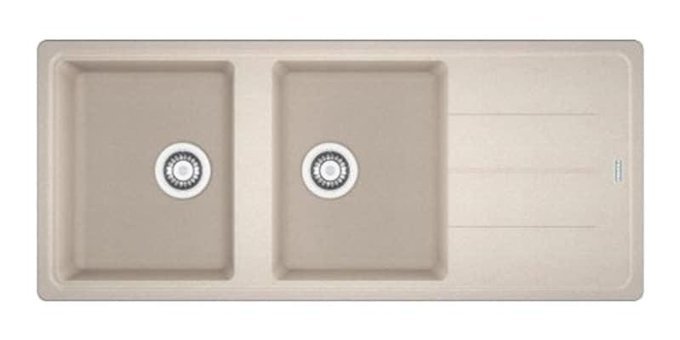 Franke BFG621 Sahara 500 mm Damlalıklı Tezgah Üstü Çift Gözlü Dikdörtgen Sağ Granit Eviye Bej