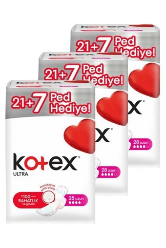 Kotex Organik Antialerjik Orta Ultra Uzun 28'li Hijyenik Ped 3 Adet