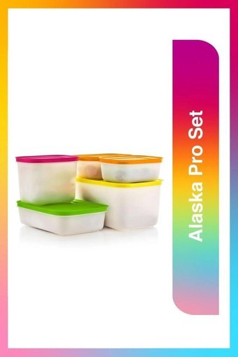 Tupperware Alaska Pro 5 Parça Dikdörtgen - Kare Plastik Saklama Kabı