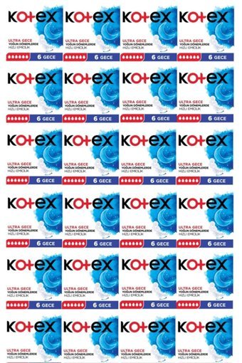 Kotex Organik Antialerjik İnce Gece 24'lü Hijyenik Ped 6 Adet