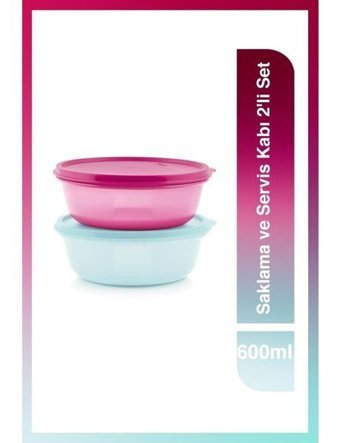 Tupperware 2 Parça Yuvarlak Plastik Saklama Kabı 2x600 ml