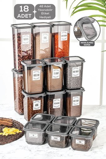 Meleni Home Elisa 18 Parça Kare - Silindir Plastik Saklama Kabı