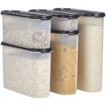 Tupperware 5 Parça Dikdörtgen-Oval Plastik Saklama Kabı