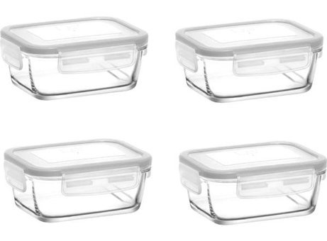 Lav Frs237 4 Parça Dikdörtgen Cam Saklama Kabı 4x400 ml