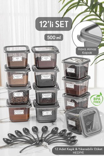 Meleni Home 12 Parça Kare Plastik Saklama Kabı