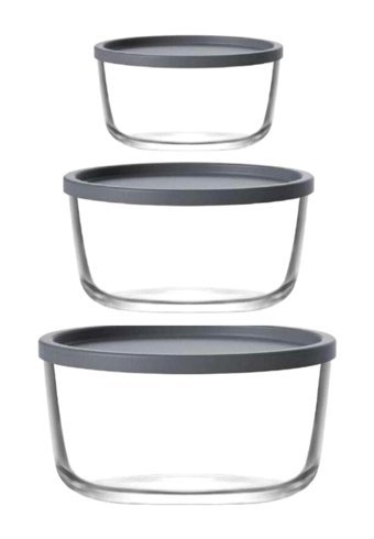 Lav Round Nemostore 3 Parça Yuvarlak Cam Saklama Kabı