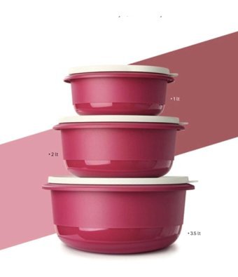 Tupperware Miksim 3 Parça Yuvarlak Plastik Saklama Kabı