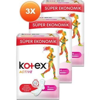 Kotex Active Organik Antialerjik Orta Uzun 18'li Hijyenik Ped 3 Adet