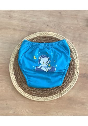 Papio Baby Tekli Sızdırmaz Yıkanabilir Mavi Ayık Desenli Alıştırma Külodu