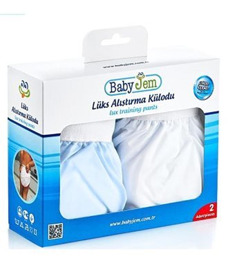 Babyjem 10 - 15 Kg 2'li Sızdırmaz Yıkanabilir Beyaz-Mavi Alıştırma Külodu