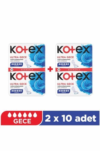 Kotex Ultra Double Organik Antialerjik Orta Normal 10'lu Hijyenik Ped 2 Adet