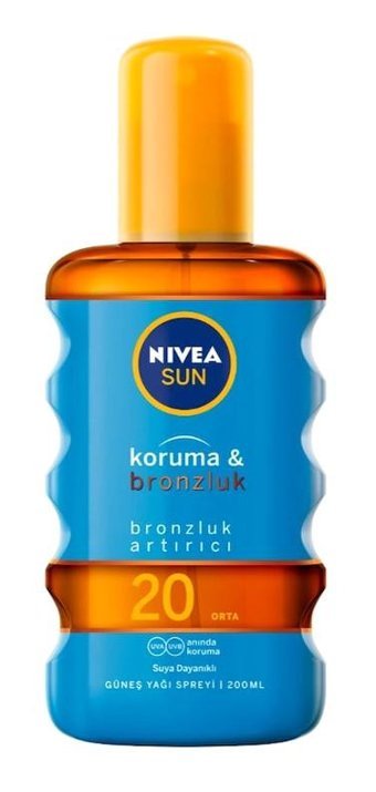 Nivea Sun Koruma & Bronzluk Havuç Yağı-Kakao Yağı Hızlı 20 Faktör Vücut-Yüz İçin Bronzlaştırıcı Yağ 200 ml