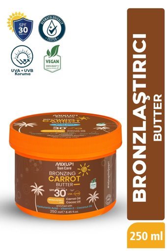 Mixup Havuç Yağı-Kakao Yağı 30 Faktör Vücut İçin Bronzlaştırıcı Yağ 250 ml