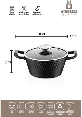 Amboss Klein 6 Parça Döküm - Granit Tencere Seti