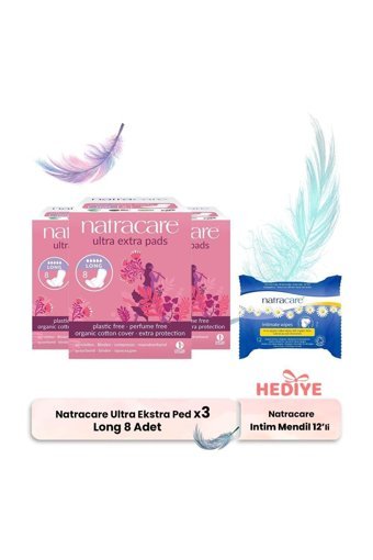 Natracare Organik Orta Ultra Uzun 8'li Hijyenik Ped 3 Adet