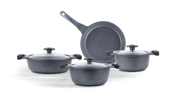 ThermoAd Döküm Granit 7 Parça Döküm Tencere ve Tava Seti