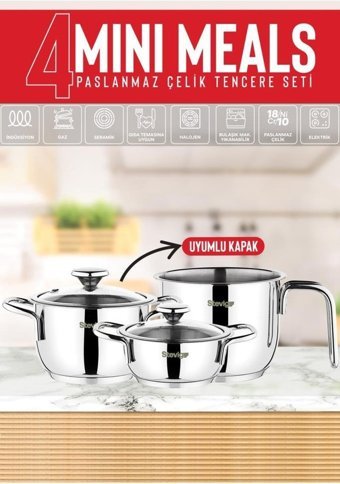 Stevig Mini Meals 5 Parça Paslanmaz Çelik Tencere Seti