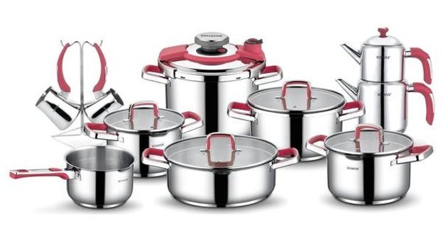 Schafer Compact 18 Parça Çelik Tencere ve Tava Seti