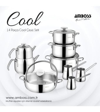 Amboss Coo-0243 14 Parça Paslanmaz Çelik Tencere ve Tava Seti