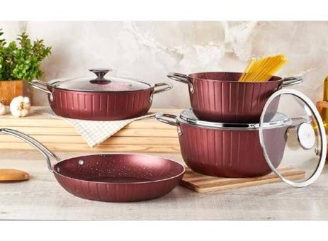 Rematta Granit Deluxe 7 Parça Granit Tencere Seti