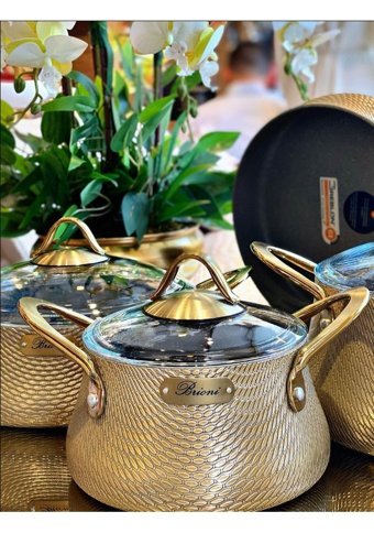 Brioni Elegance 7 Parça Yanmaz - Yapışmaz Tencere ve Tava Seti