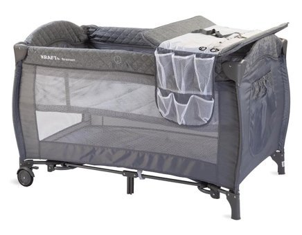 Kraft Bremen Metal 15 kg Kapasiteli Ayarlanabilir Taşınabilir Ara Katlı 120x70 cm Sallanan Park Yatak Gri
