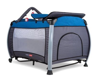 Tommybaby Sleepy Alüminyum 15 kg Kapasiteli Taşınabilir Ara Katlı 110x70 cm Sallanan Park Yatak Mavi