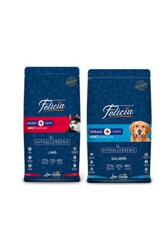 Felicia Kuzu Etli-Somon Büyük Irk-Orta Irk Yetişkin Köpek Maması 3 kg+3 kg