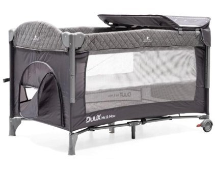 Duux Alüminyum 20 kg Kapasiteli Taşınabilir Ara Katlı 120x70 cm Sallanan Anne Yanı Park Yatak Gri