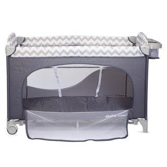 Kraft Orginal Calipso Metal 15 kg Kapasiteli Ayarlanabilir Taşınabilir Ara Katlı 120x70 cm Sallanan Anne Yanı Park Yatak Gri