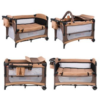 Tommybaby Alüminyum 15 kg Kapasiteli Ayarlanabilir Taşınabilir Ara Katlı 110x70 cm Sallanan Park Yatak Bej