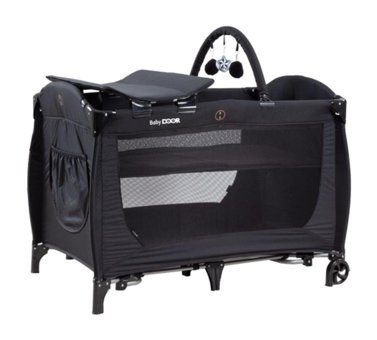 Babydoor 2051 Place Alüminyum 20 kg Kapasiteli Taşınabilir Ara Katlı 110x70 cm Sallanan Park Yatak Siyah