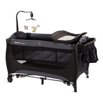 Kraft Monaco Metal 15 kg Kapasiteli Taşınabilir Ara Katlı 120x70 cm Sallanan Park Yatak Siyah