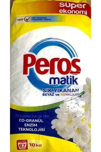 Peros Sarı Yasemin Çiçeği Renkliler ve Beyazlar İçin 100 Yıkama Toz Deterjan 10 kg