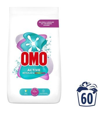 Omo Active Renkliler ve Beyazlar İçin 60 Yıkama Toz Deterjan 9 kg