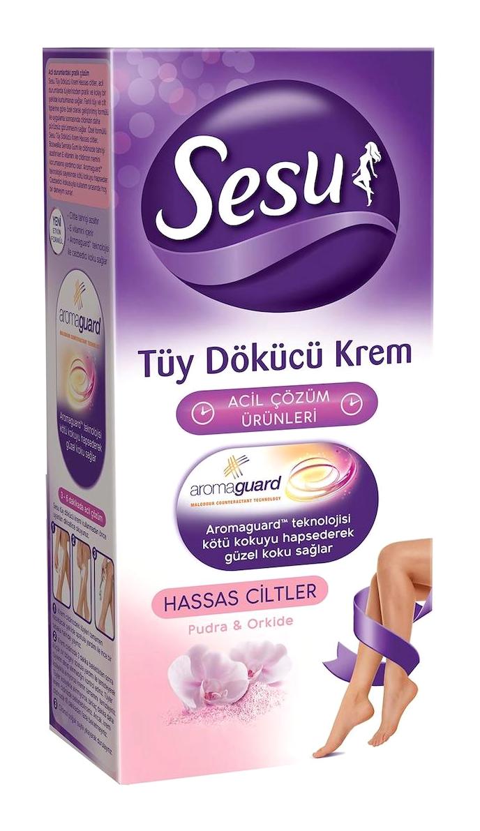 Sesu Pudra&Orkide Hassas Ciltler İçin Koltuk Altı Bacak Genital Bölge Kadın Tüy Dökücü Krem 40 ml